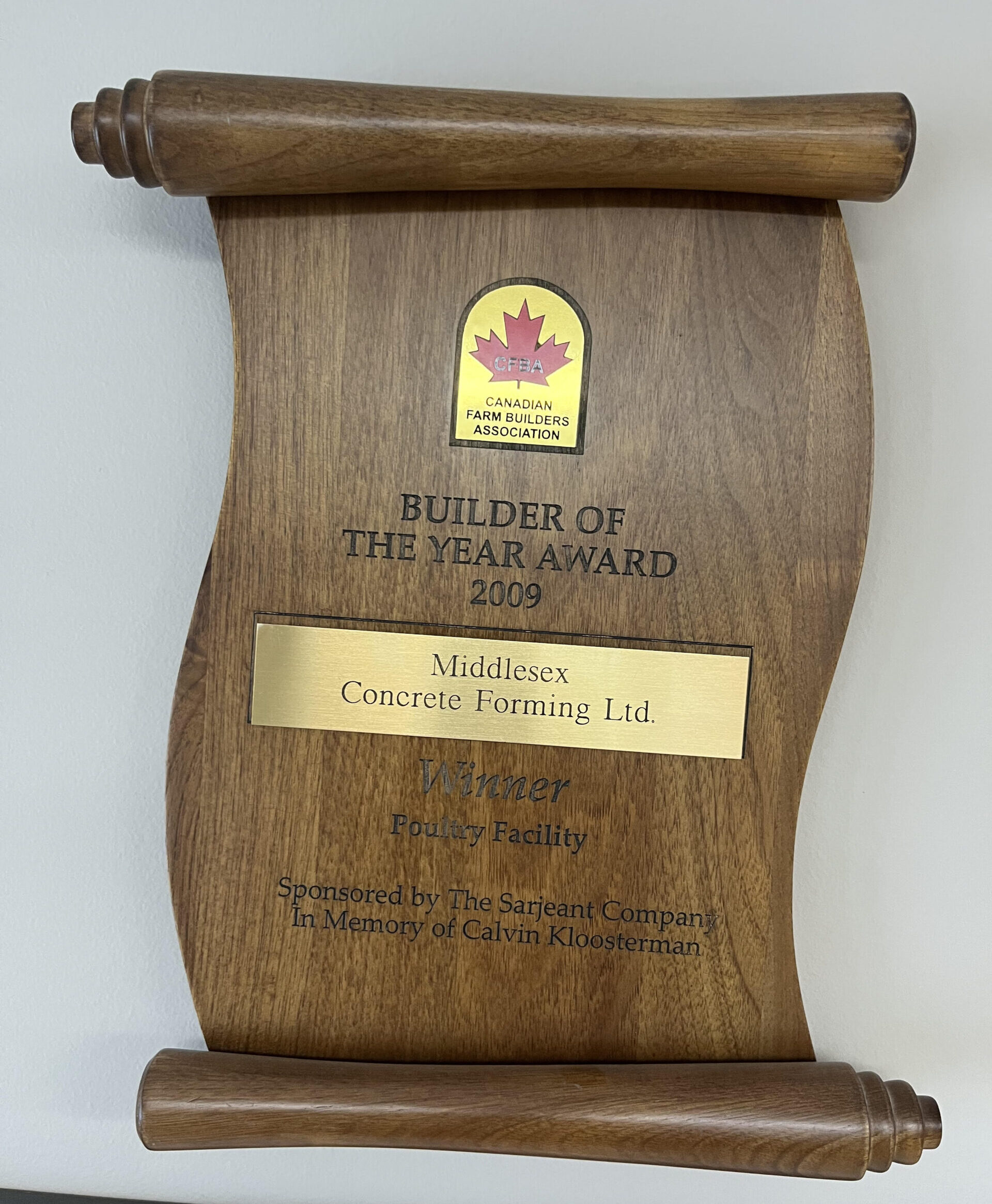 Canadian Farm Builders Association Builder of the Year Award 2009: Poultry Facility.